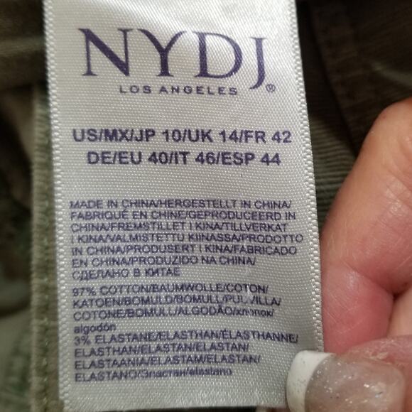 NYDJ LIFT TUCK Alina Lift & Tuck Tech Ankle Skinny Pants Olive Green Jeans Sz 10 - Picture 12 of 16